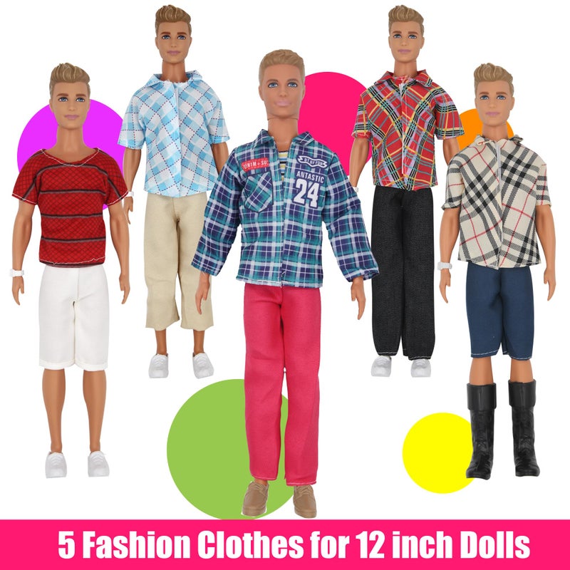 ZTWEDEN 33Pcs Doll Clothes and Accessories for 12 Inch Boy and Girl Doll  Includes 20 Wear Clothes Shirt Jeans Suit and Wedding Dresses  Glasses Earphones Dog and Bike for 12'' Boy Girl Doll - Image 3